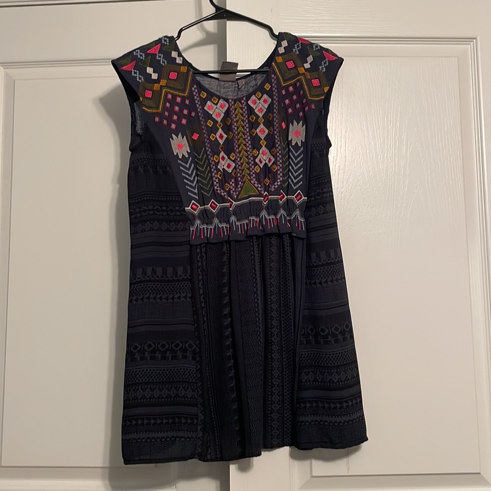 Anthropologie Embroidered Tunic Blouse